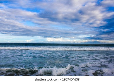 Waterline Of The Southeast US Coast W Crashing Waves