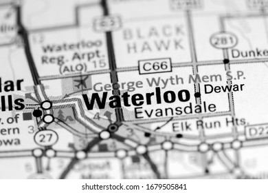 Waterloo. Iowa. USA On A Map