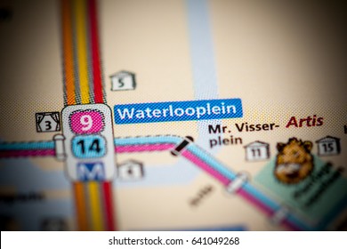 Waterlooplein Station. Amsterdam Metro Map.