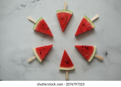 Watermellon Slices On White Background