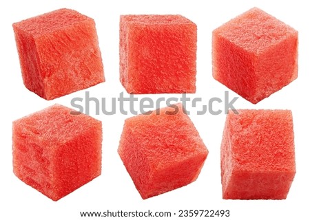 Watermelon cube isolated on white background, clipping path, full depth of field