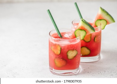 Watermelon Cucumber Mocktail. Space For Text.