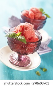 Watermelon Granita With Fresh Green Basil