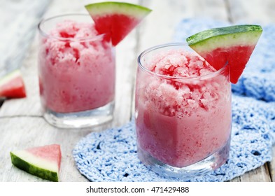 watermelon granita on a wood background. tinting. selective focus - Shutterstock ID 471429488