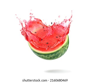 Watermelon juice splash isolated on white background.