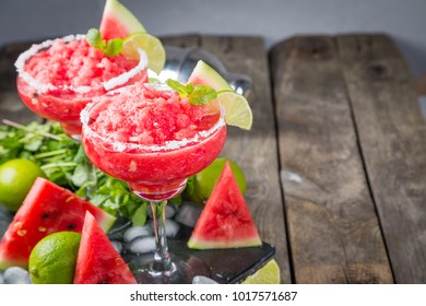 Watermelon Margaritas With Lime And Mint