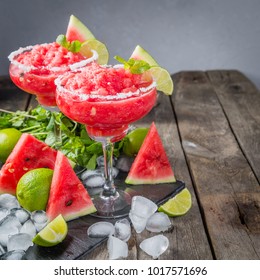 Watermelon Margaritas With Lime And Mint