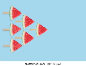 Watermelon pattern on the white background, abstract, flat lay, top view