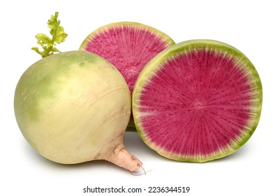 Watermelon radish on white background