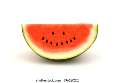 Watermelon With Smile Face On White Background