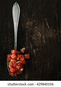 Watermelon And Tomato Salsa. Copy Space.