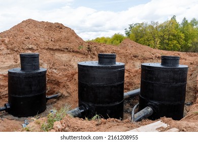 Waterproofing Of Water Wells, Hydraulic Unit, Concrete Rings, Sewerage Bitumen Protection, Well Connection Pipeline, Clay Pit Moat, Repair Work. High Quality Photo