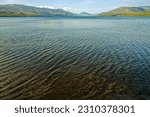 The waters of the lake at Kiniskan Lake Provincial Park, British Columbia, Canada