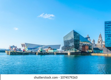 Waterside Of Liverpool Dominated By The Museum Of Liverpool And Open Eye Gallery, England
