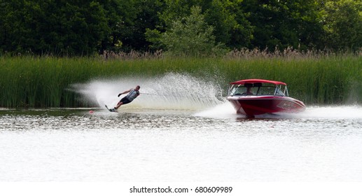 Waterskier Skiing Slalom Course