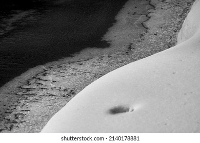 Water,Snow,Ice Valley River In Edmonton      