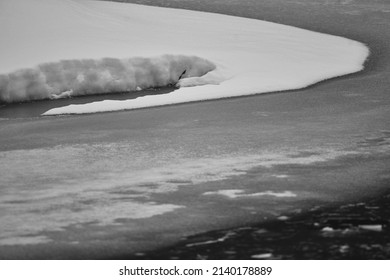 Water,Snow,Ice Valley River In Edmonton      