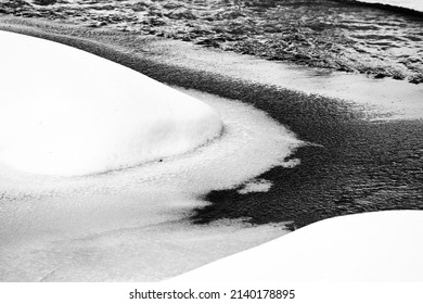 Water,Snow,Ice Valley River In Edmonton      