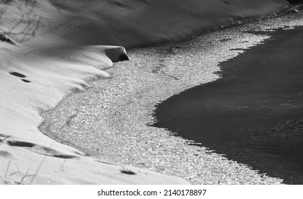 Water,Snow,Ice Valley River In Edmonton      