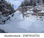 Waterton townsite frozen water falls