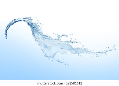 Agua, salpicaduras de agua aisladas sobre fondo blanco