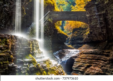 Watkins Glen State Park waterfall canyon in Upstate New York - Shutterstock ID 737973610