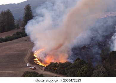 Watsonville, Calif. - October 15, 2021: A “fire Whirl” Erupts As The 150-acre Estrada Fire Rages Near Watsonville, Calif. On Friday, October 15, 2021.
