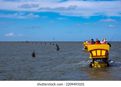 Watt Wagon Ride To The Island Of Neuwerk Near Cuxhaven