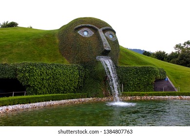 Wattens, Tyrol/ Austria - July 22 2010: The Giant Is A Fountain Created  By Austrian Artist André Heller, Located At The Entrance To The Swarovski Crystal Worlds 