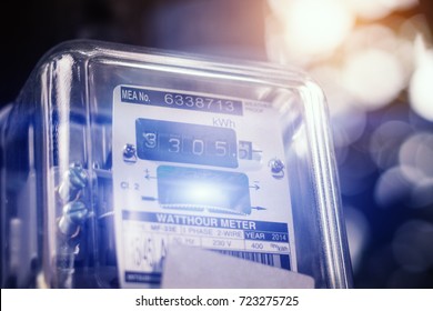 Watthour Meter Of Electricity For Use In Home Appliance.This Is A Modern Technology That Can Monitor The Home's Electrical Energy Consumption.Electric Control Transformer.Electricity Meter.