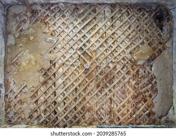 wattle and daub ceiling texture and flat full frame background. - Shutterstock ID 2039285765