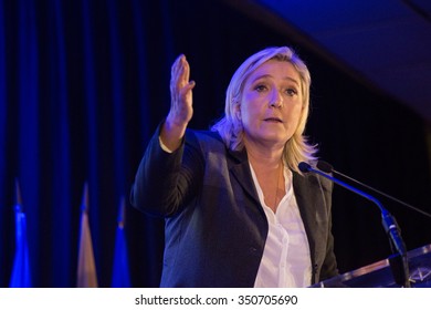 Wattrelos, FRANCE - November 6, 2015 : Marine Le Pen From Front National During Her Speech For Regionales 2015 