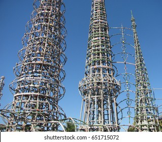 Watts, California USA - September 18, 2016: Watts Towers By Simon Rodia, 3 Main Towers