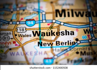 Waukesha. Wisconsin. USA on a map