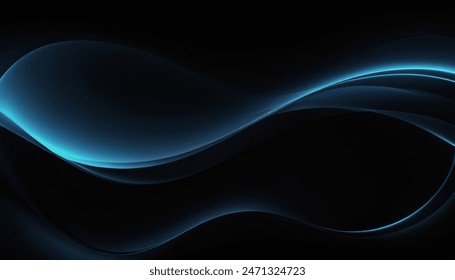 Wave background with elegant blue neon wave effect. Premium design for wallpaper, banner, poster.