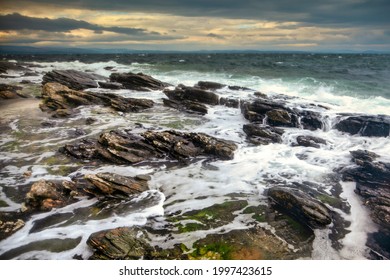 Wave battered rocks at Skipness on the Mull of Kintyre