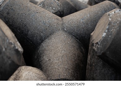 Wave breaker close up. Wave breaker stack up by the concrete tetra-pod