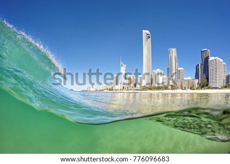 Wave breaks at Surfers Paradise.