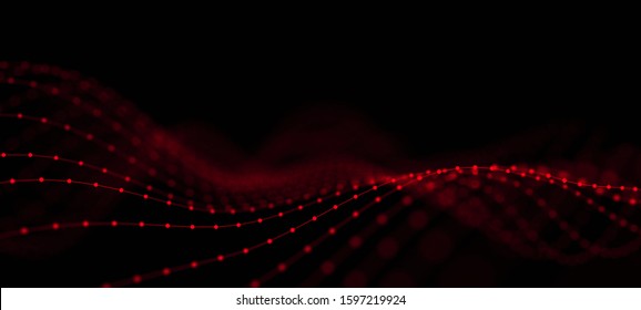 Wave of dots and weave lines. Abstract background. Network connection structure. - Shutterstock ID 1597219924