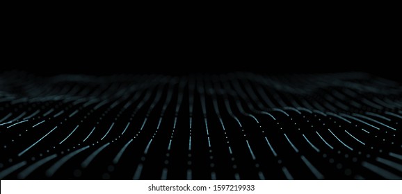 Wave of dots and weave lines. Abstract background. Network connection structure. - Shutterstock ID 1597219933