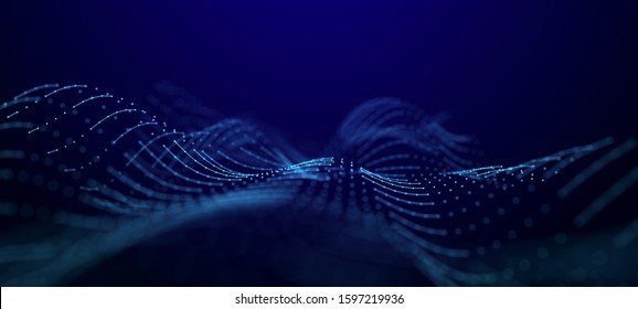 Wave of dots and weave lines. Abstract background. Network connection structure. - Powered by Shutterstock