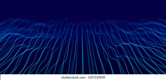 Wave of dots and weave lines. Abstract background. Network connection structure. - Shutterstock ID 1597219939
