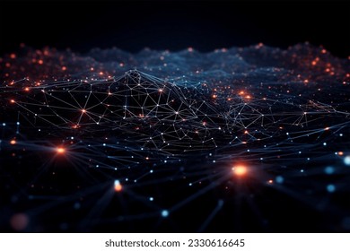Wave of dots and weave lines. Abstract background. Network connection structure. - Shutterstock ID 2330616645