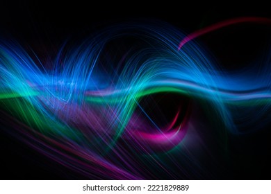 Wave of energy light with elegant glowing lines. Abstract technology background.