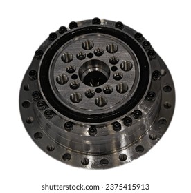 wave gearbox, cycloidal gearbox, beautiful close-up of a steel wheel.