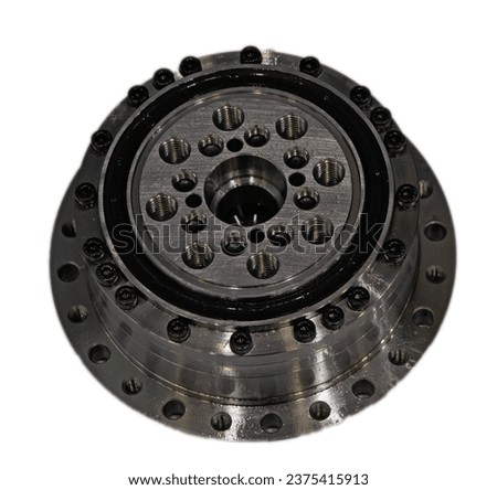 wave gearbox, cycloidal gearbox, beautiful close-up of a steel wheel.