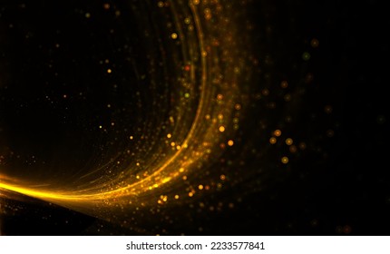 wave of golden particles trail lights background design - Shutterstock ID 2233577841