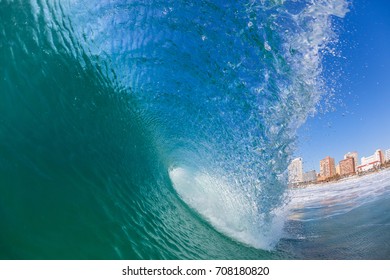 Wave Hollow Swimming Durban
Ocean Wave Power Surfing Surfer Swimming View Inside Out Hollow Crashing Tube Along Durban Beachfront.