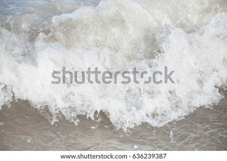 Similar – Foto Bild Luftaufnahme Panoramadrohne Blick auf den blauen Ozean Wellen, die am Sandstrand in Portugal erdrücken.