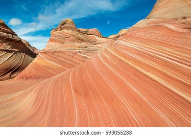 The Wave In Paria Canyon-Vermilion Cliffs Wilderness, Massive Sandstone Structures Stretched Like Taffy, And Cinnamon Color Strata Domes